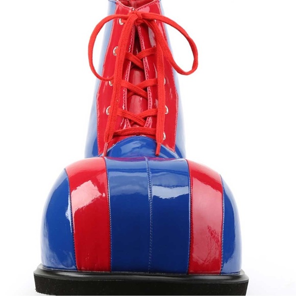 FUNTASMA BUMP TOE PATENT LEATHER CLOWN SHOES COSTUME HALLOWEEN BLUE RED - Picture 4 of 5
